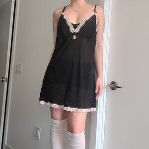 Laviann Rose Beaded Babydoll Lace Tank Dress